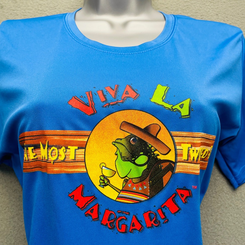 Port and Company Women T Shirt Blue Polyester Large Viva La Margarita Twisted 5K